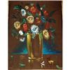 Image 1 : Flowers Painting Oil on Velvet Paper Veillers #2237425