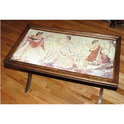 Duncan Phyfe Coffee Table w/Art under glasstop#2237445