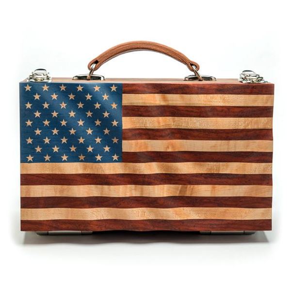 American Flag Wood Box Carrier