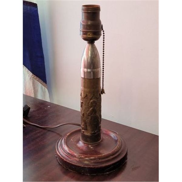 WW2 Trench Art Artillery Shell Lamp