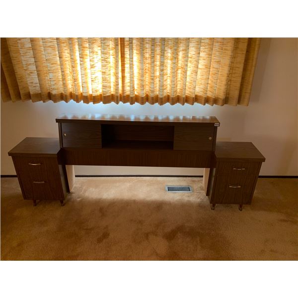 Vintage Headboard Cabinet For Double Bed Vintage Headboard with built-in side tables and lots of sto