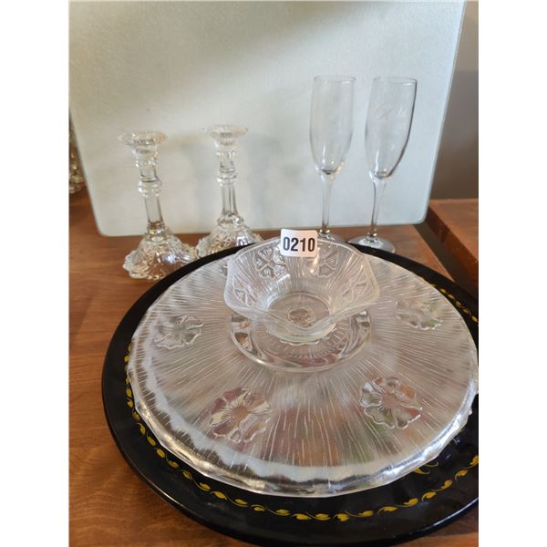 Serving Trays, Champagne Glasses and Candle Stands.