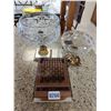 Image 1 : Vintage Travel Chess Set and Crystal Bowls