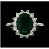 Image 2 : 3.32 ctw Emerald and Diamond Ring - 14KT White Gold