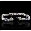 Image 2 : 14KT White Gold 5.20 ctw Tanzanite and Diamond Bracelet
