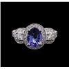 Image 2 : 1.75 ctw Tanzanite and Diamond Ring - 14KT White Gold