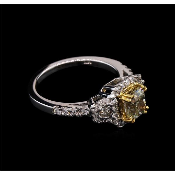 1.67 ctw Light Yellow Diamond Ring - 14KT White Gold