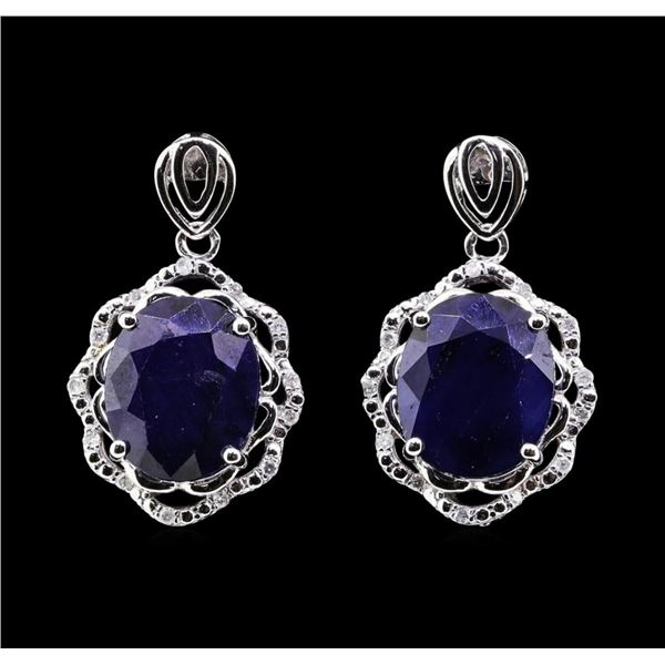 14.2 ctw Sapphire and Diamond Earrings - 14KT White Gold