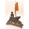 Image 2 : Clock with Boy on Boat and Apollo Sun God Sculpture  [129404]