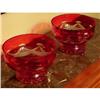 Image 1 : 2 Large Russian Cut Ruby To Clear Crystal Bowls#2180098