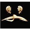 Image 1 : Trifari Goldtone Pin + Earrings Set #2180400