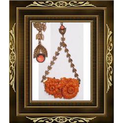 DECO Signed Coral  slide like necklace #2180661