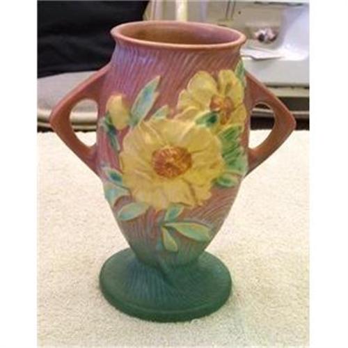 1930s 1940s Roseville Art Pottery 7 Peony Vase 2180749