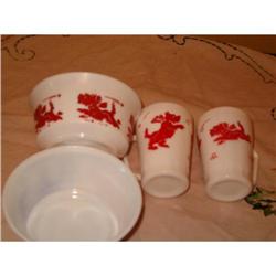Red Scotty Dog child's bowl and mug-2 sets #2193509