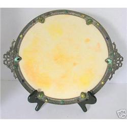 Empire Art Gold Glass Jeweled Ormolu Tray #2193670