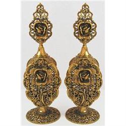 Gilded Brass Ornate Roses Perfume Bottle Set #2193688