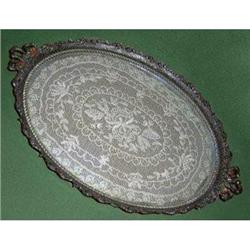Ornate Brass, Glass and Lace Vanity Tray #2193754