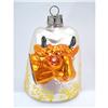 Image 1 : ANTIQUE Glass CHRISTMAS Ornament COW on BELL #2194190