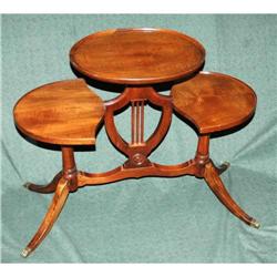 3 Tier Mahogany  Duncan Phyfe Lyre ParlorTable #2194209