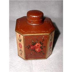 Belgium Tin Box Tole Painted Hexagonal C.1880 #2209764