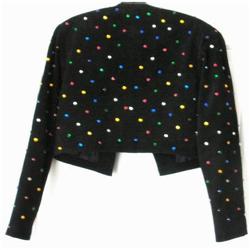 Black Suede Bolero Jacket Rhinestones Julian K #2210272