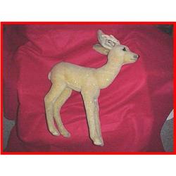Old Straw-Stuffed Mohair Christmas Reindeer Toy#2210380