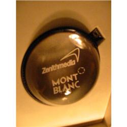 Montblanc Crystal paper weight w black leather #2210430