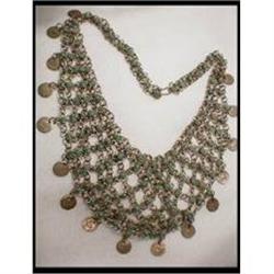 Egyptian Revival silver turquoise  bib necklace#2210432