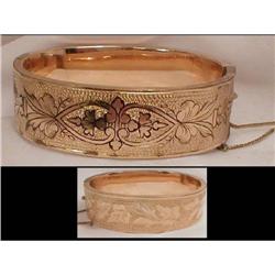 LATE 1800's wide Black enamel hinged bracelet #2210446