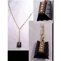 GEORGIAN Seed pearl Gold  mourning necklace #2210447