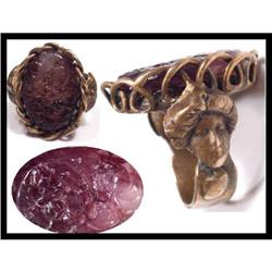 Vintage DECO 14kt White & red OPAL BIG RING #2210450