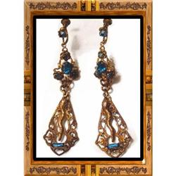 DECO Czech SIGNED SNAKE Jeweled earrrings #2210458