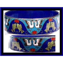 Vintage DECO ENAMEL Chinese FISH bracelet #2210464