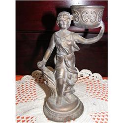 Antique Metal Figurine Sculpture of a Lady #2210547
