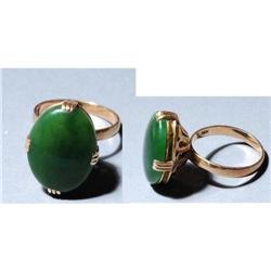 BIG  14K Gold & Nephrite Jade Ring #2210549