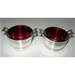 Pair Antique Bucket Shaped Cranberry Glass #2210602
