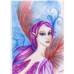 Original Art Painting Fantasy Fairy Watercolor #2223004