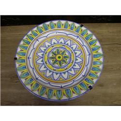 ITALIAN MAJOLICA MEDIVAL  YELLO/GREEN PLATE #2223006