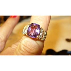 4 CT Amethyst Ring with 14 Accent Diamonds #2223182