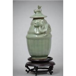 Chinese  Long-Quan  Celadon  Jar  with  Cover #2223186
