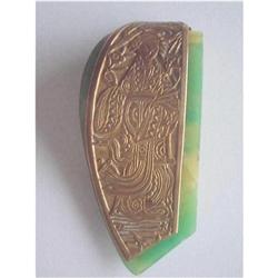 Art Deco Bakelite Dress / Fur Clip, Etched  #2223217