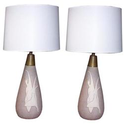 Pair of Modernist Ceramic Lamps-Eames Era #2223235