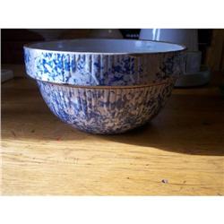 Antique Blue Sponge Bowl-10" #2223375
