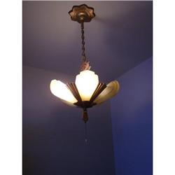 Vintage Iron Chandelier w/Slip Shades-1920-30 #2223379