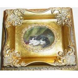 Small Framed Oil Painting Of A Kitten #2223451