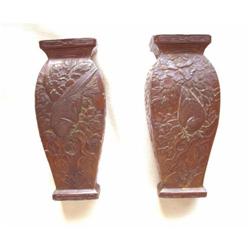 Pr.JAPANESE MEIJI PERIOD BRONZE BIRD VASES #2223596