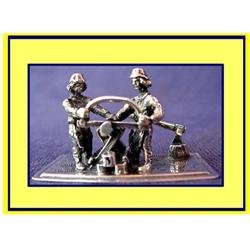 DUTCH SILVER MINIATURE FIGURAL MEN SAWING  #2224013