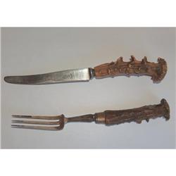 Vintage Solingen Stag Handle Knife and Fork #2240291