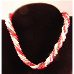 Three-colored twisted vintage  beaded choker #2240521