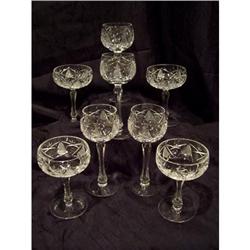 Set of 4 Wine and 4 Champagne Cut Glass Stems #2240553